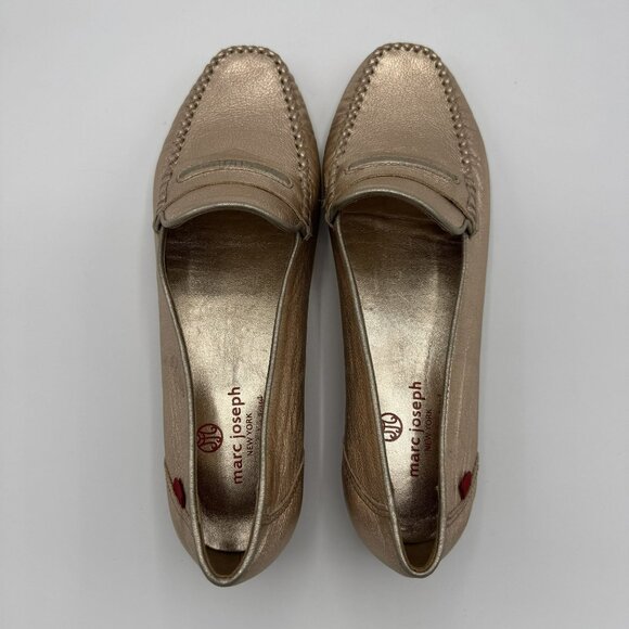 Marc Joseph NY Rose Gold Leather Loafers Flats Swan Street Metallic Size 8 - Picture 10 of 14